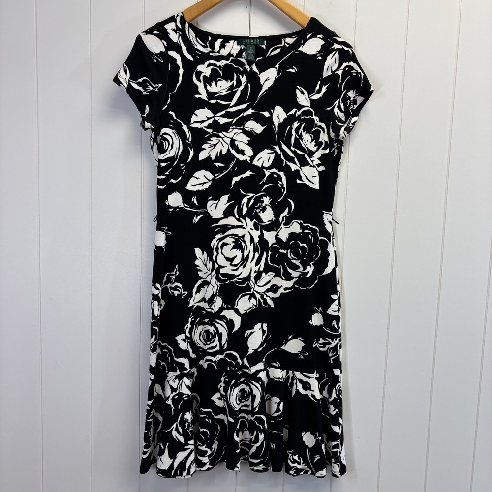 Lauren Ralph Lauren Women Career Floral Flare Hem Dress Size M Quiet Luxury Chic